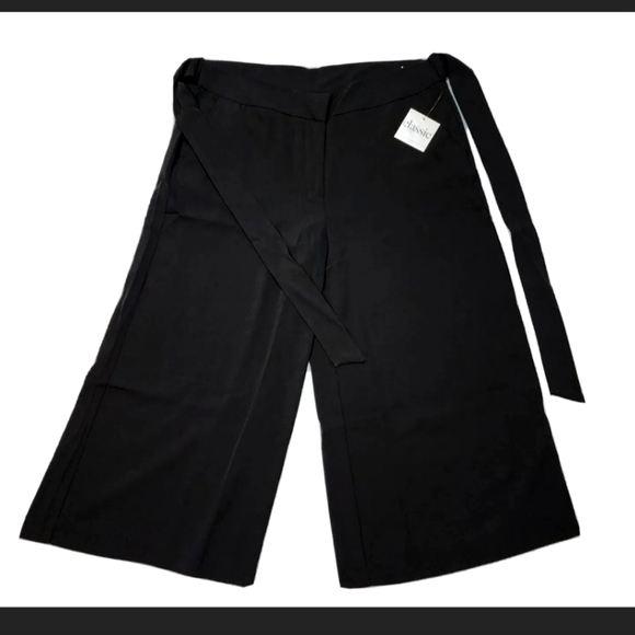 Wide Leg Crop Skort /Pants Classic Concepts Black Sz 18 Wrap Belt 40 X 23.5 - Picture 1 of 10